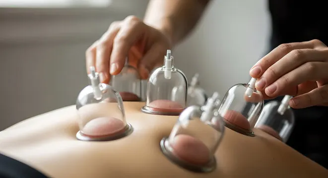 Professional Cupping Therapy session on a patient's back
